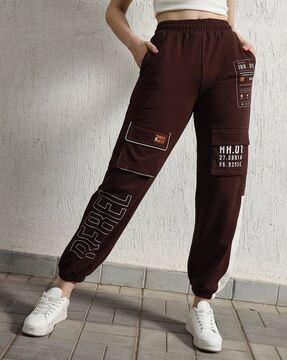 women typographic print straight fit pants