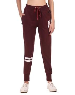 women typographic print straight joggers