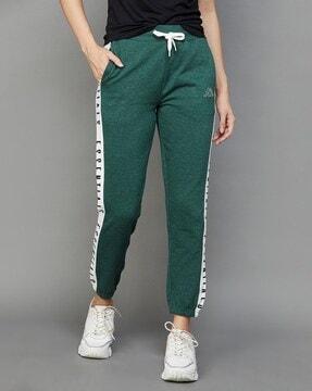 women typographic print straight track pants