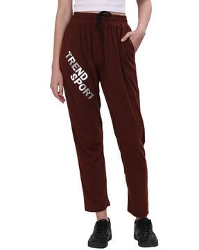 women typographic print straight track pants