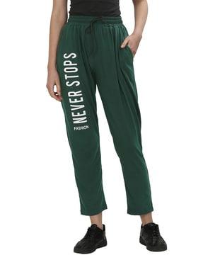 women typographic print straight track pants