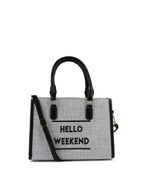 women typographic print tote bag with detachable strap