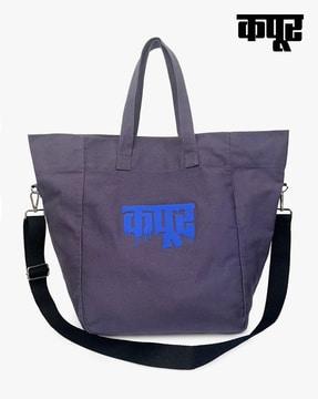 women typographic print tote bag