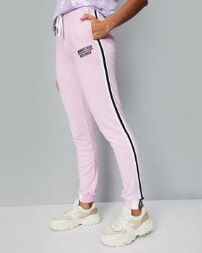 women typographic straight joggers with contrast taping