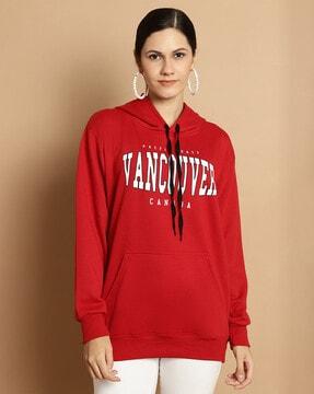 women typographic sweatshirt with hoodie