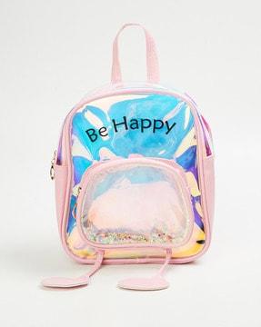 women typography embellished backpack