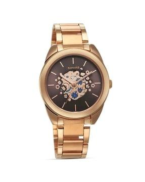 women unveil analogue watch with stainless steel strap - 8182wm03