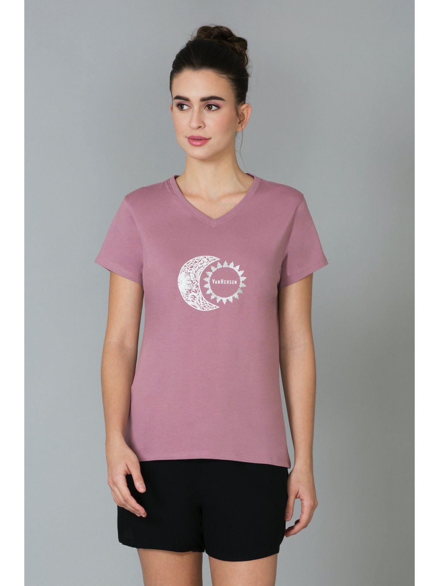 women v-neck & short sleeve lounge t-shirt - purple gumdrop