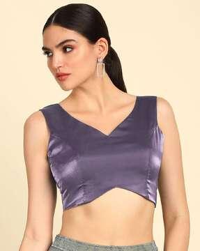 women v-neck back-open blouse