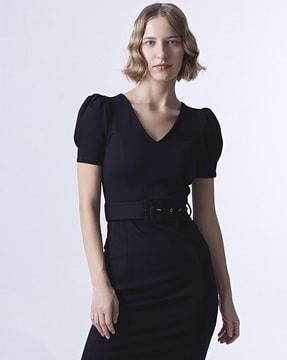 women v-neck bodycon dress