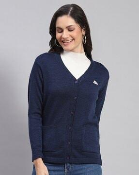 women v-neck cardigan with raglan sleeves