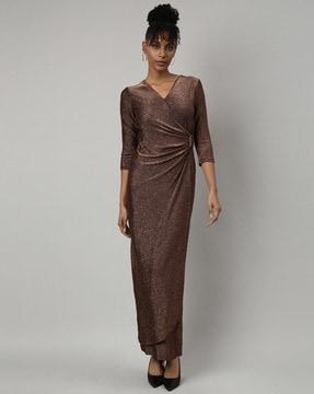 women v-neck gown dress