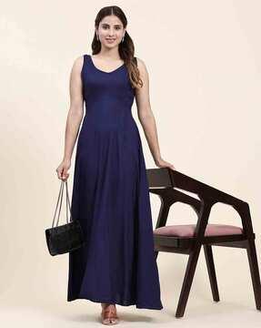 women v-neck gown dress