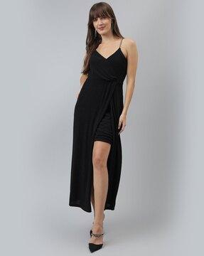 women v-neck gown dress