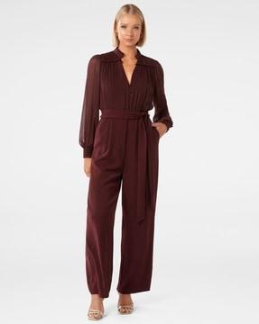 women v-neck jumpsuit