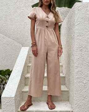 women v-neck jumpsuit