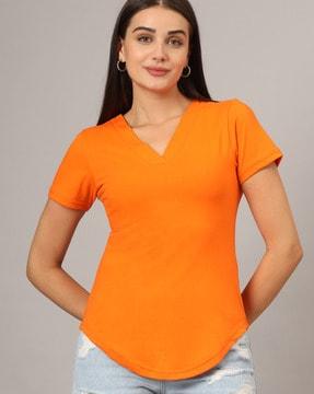 women v-neck regular fit t-shirt