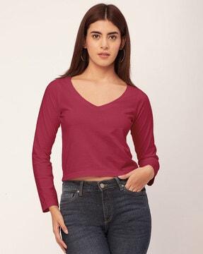 women v-neck regular fit top