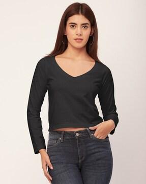 women v-neck regular fit top