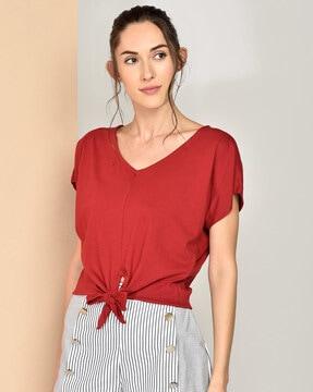 women v-neck regular fit top