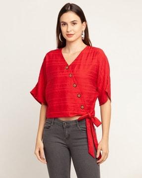 women v-neck regular fit top