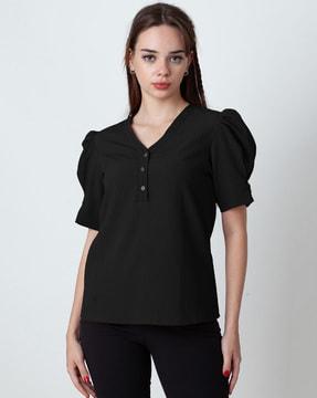 women v-neck regular fit top