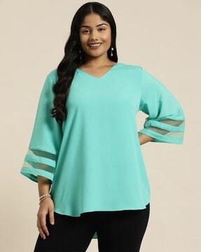 women v-neck regular fit top