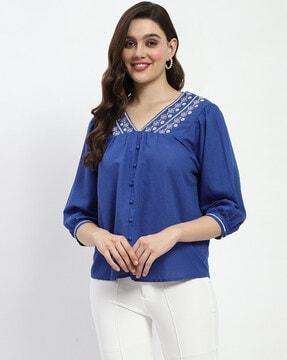 women v-neck relaxed fit top