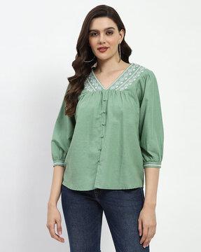 women v-neck relaxed fit top