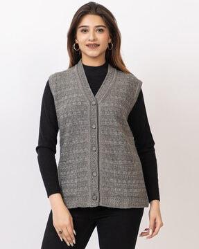 women v-neck sleeveless cardigan