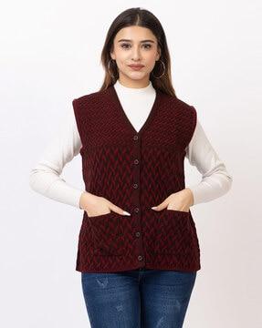 women v-neck sleeveless cardigan