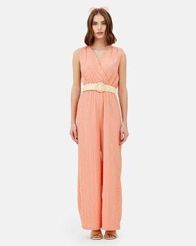 women v-neck sleeveless jumpsuits