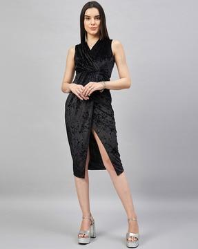 women v-neck wrap dress