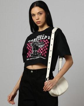 women varsity graphic print crew-neck t-shirt