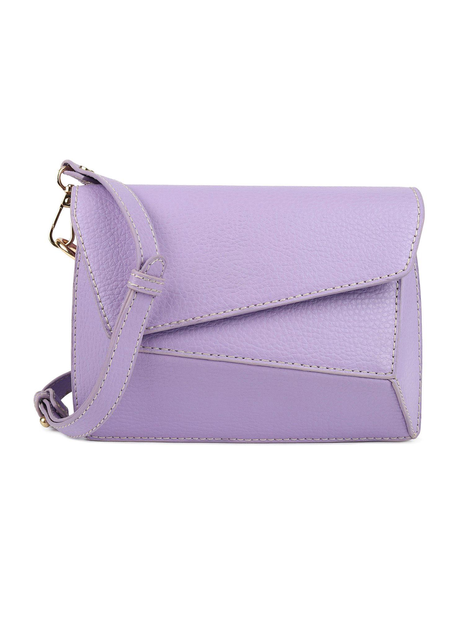 women vegan bold lavender solid sling bag