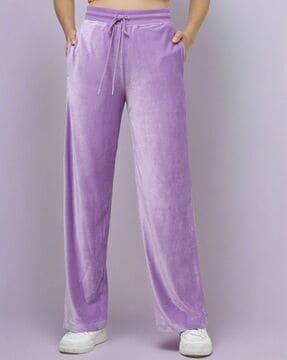 women velour wide-leg joggers