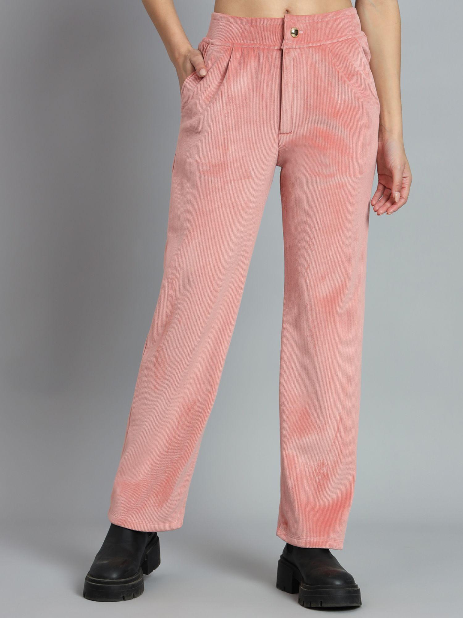 women velvet pink trouser