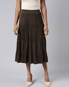 women velvet tiered skirt