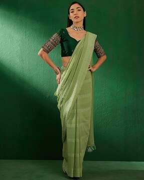 women vichitra silk saree with tassels