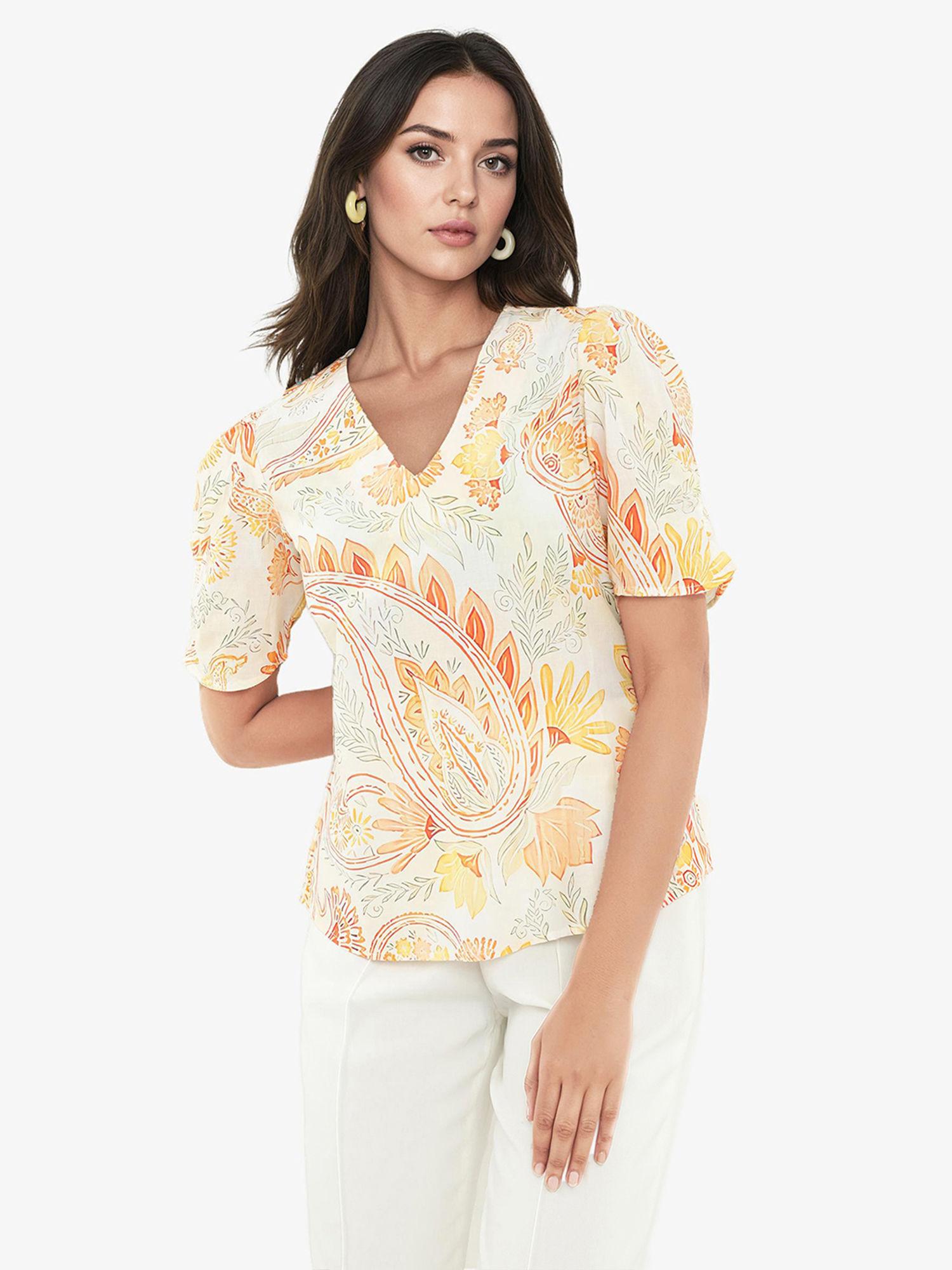 women vigeveno paisley printed multi-color top