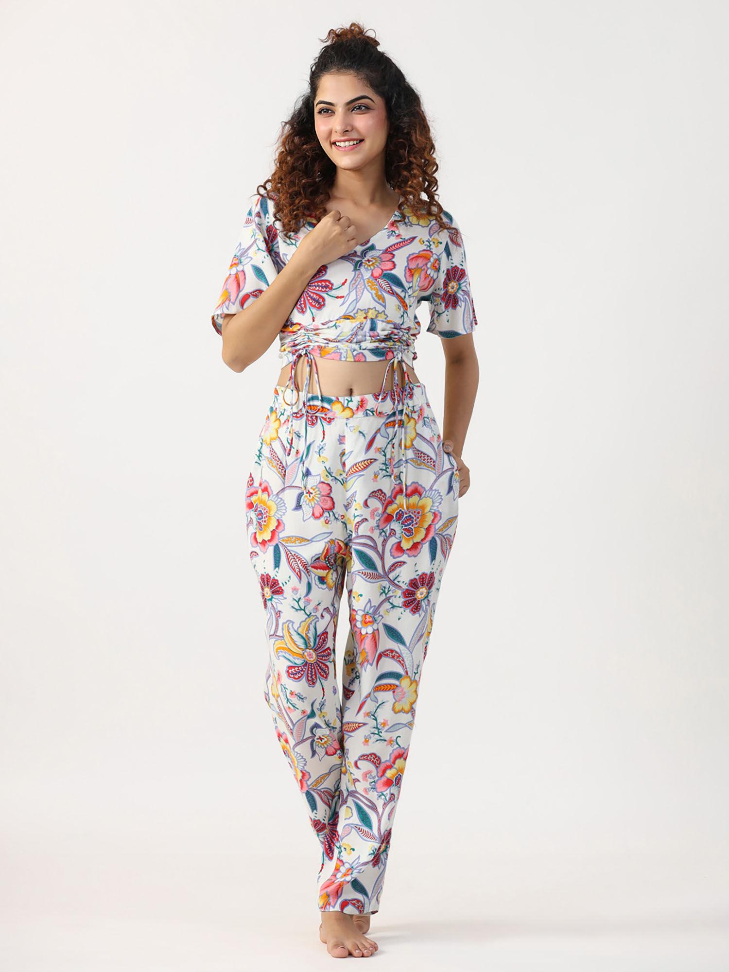 women viscose rayon night suit (set of 2)