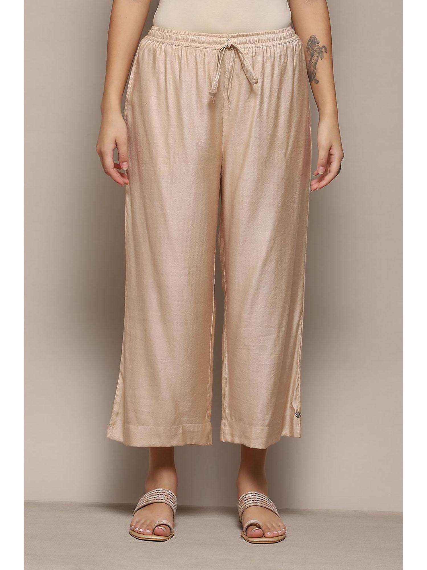 women viscose yarded pants - beige