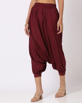 women voile printed double layered harem pants