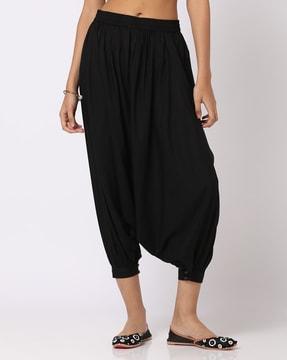 women voile printed double layered harem pants