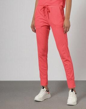 women waffle knit cuffed track pants