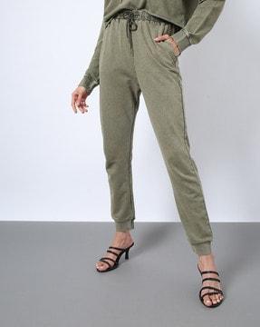 women washed cuffed track pants