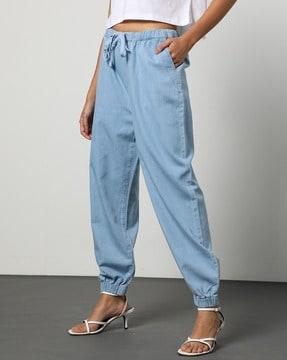 women washed joggers