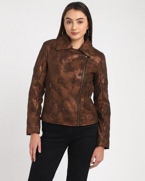 women washed regular fit bomber jacket