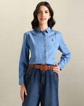 women washed regular fit shirt