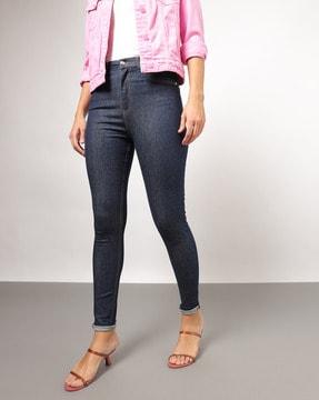 women washed slim fit denim jeans